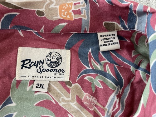 Reyn Spooner Herren Rot 2XL XXL 100% Modern Vintage Rayon Hemd Hawaii Aloha - Bild 7 von 12