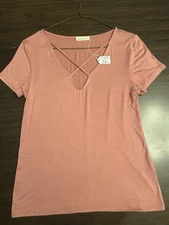 Boutique Mauve Pink Sexy Cross Front V Neck Occasion Sz M New NWT