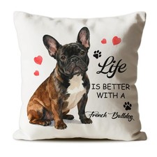 French Throw Pillow Covers,French Lovers Gifts for Dog Mom,Life is Better wit...