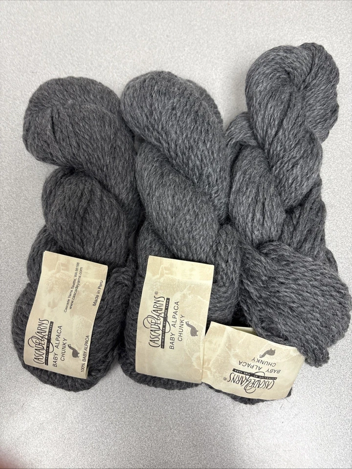 NEW CASCADE YARN  baby alpaca chunky color #0570 gray 100gr/ 108 yard - Image 2 of 4