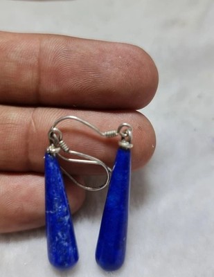 Schöne Lapislazuli Träne mit 925 Sterling Silber Ohrringe Paar Handarbeit