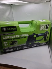 Saker 20V Cordless Hedge Trimmer 2-in-1 Grass Shears 2 Batteries Green