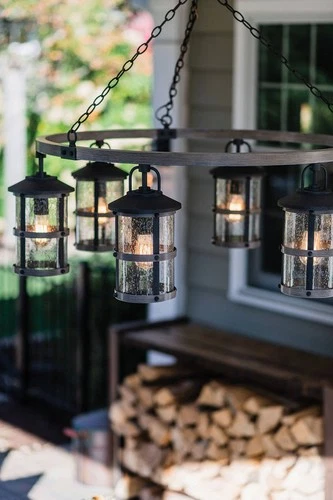 Hinkley Lakehouse 42" 6-Light Zinc Lantern Ring Outdoor Chandelier - Picture 9 of 10