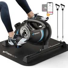Under Desk Bike Pedal Exerciser, Quiet Magnetic Mini Exercise Bike with MERAC...