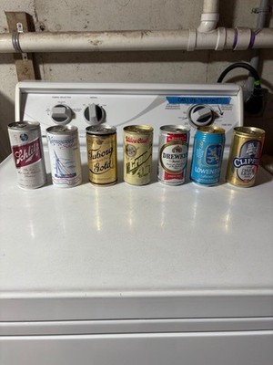 7 Aluminum Bottom Opened Empty Beer Cans Mixed Breweries Man Cave