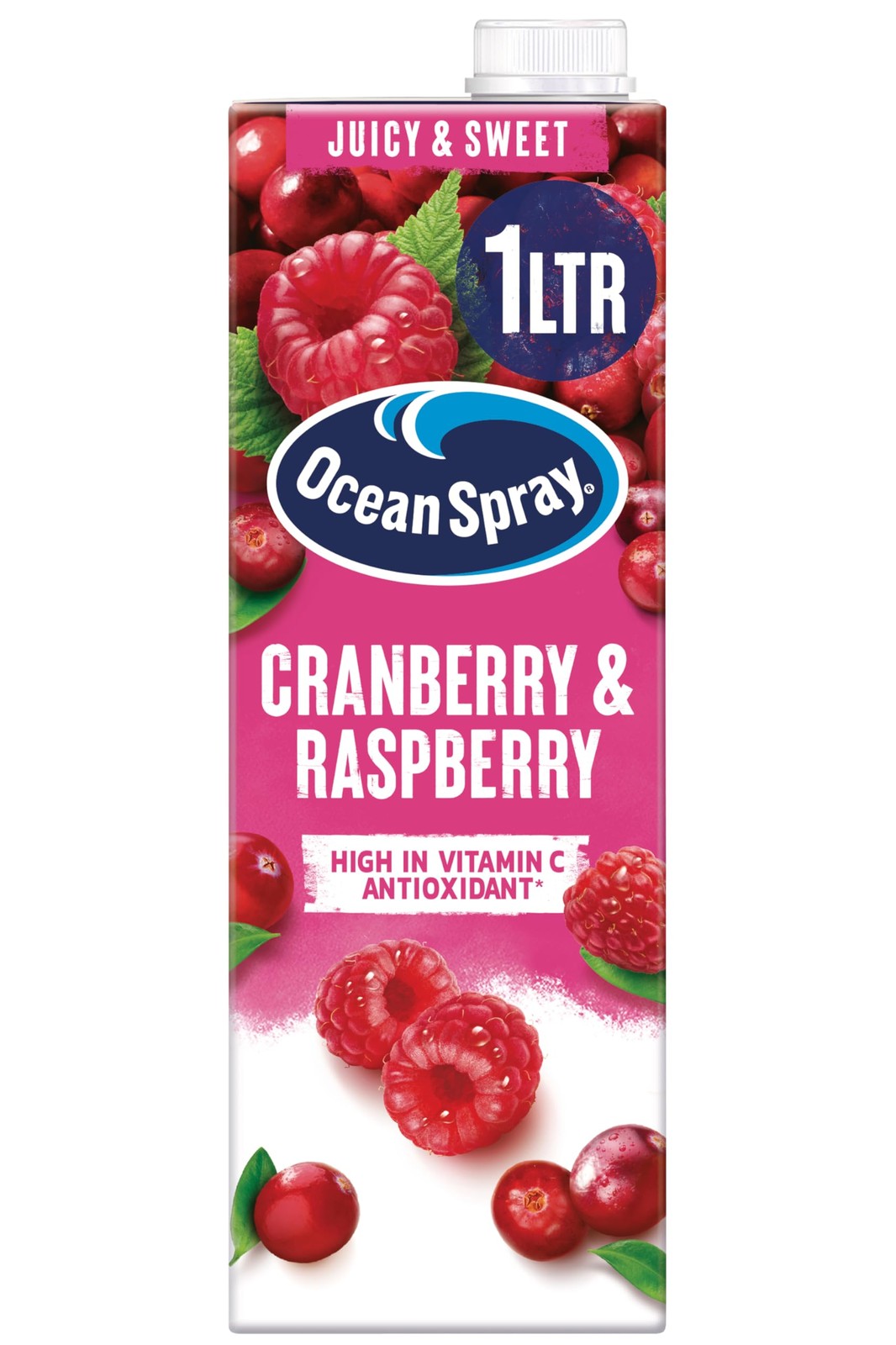 Ocean Spray Cranberry & Raspberry Juice Drink 1L Sugar & Natural Sweetener Fruit