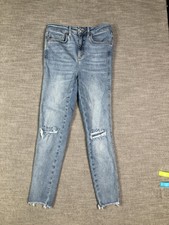 We The Free People Jeans Womens 29 Blue Distressed Raw Hem Skinny High Rise