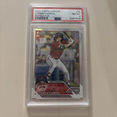 2023 Topps Chrome #95 Corbin Carroll RC Refractor PSA 8 NM-MINT Rookie ROY🔥🔥🔥