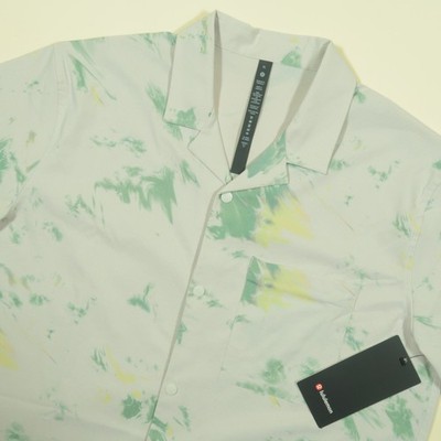 Lululemon Airing Easy Camp Collar Shirt Mens XL Grey Green Multi Stretch New