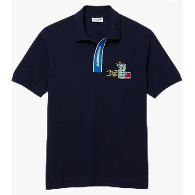 Lacoste Men's Contrast Placket and Crocodile Badge Polo Marine  XL