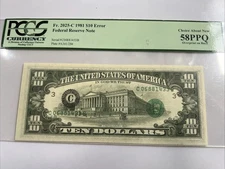 PcGNS 1981 $10 Error Note Choice Above New 58PPQ Overprint On Back