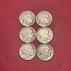 Lot Of (6) Vintage Buffalo/Indian Head Nickel G-F *SEE DESCRIPTION FOR DATES*