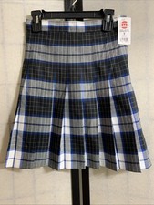 Mills Uniform Co  Size 8 Girls Knife Pleat Skirt, Grey/Black/Blue