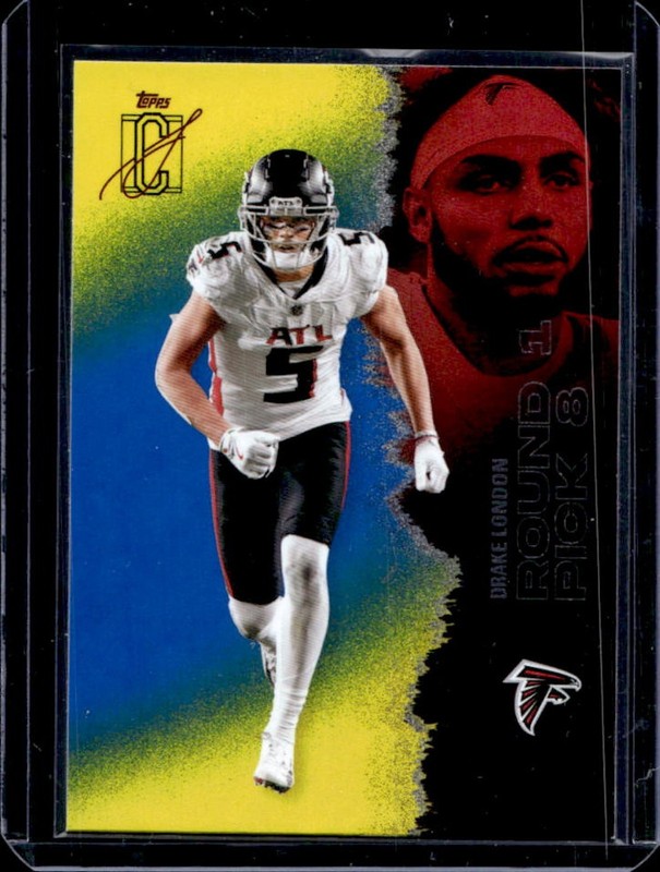 2025 Topps Signature Class Drake London Veteran Blue & Yellow Foil #62 Falcons