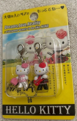 Hello Kitty 2005 Limited Edition Zipper Mascot Set Nana Komatsu & Nana Osaki New