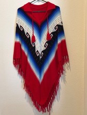 Vintage Mexican Serape Geometric Poncho