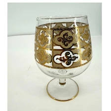 Vintage MCM Culver 22K Gold Clover Brandy Cognac Whiskey Snifter Barware Glass