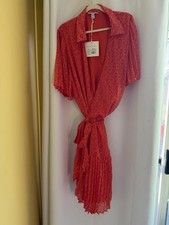 ALEXIS for Target Orange Floral Flutter Sleeve Pleated Wrap Dress Size 3X PLUS 