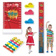 Hero-Themed Removable Growth Chart for Kids' Room Decor and Height Tracking