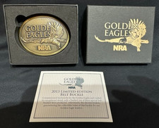 NIB 2013 Limited Edition NRA Golden Eagles Brass Belt Buckle