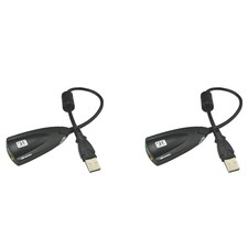 2X External USB Sound Card 7.1 Adapter 5HV2 3D Audio Headset Microphone 33578