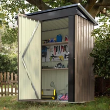 Outdoor Storage Shed 5 x 3 FT Lockable Metal Garden Shed Steel Anti-Corrosion...