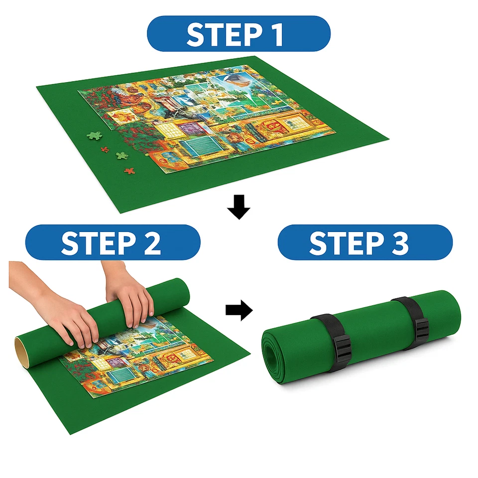 Puzzle Rollio Up Tappetino Rigido Conservazione Tubo & Cinghie fino A 1500 Pezzi - Immagine 2 di 4