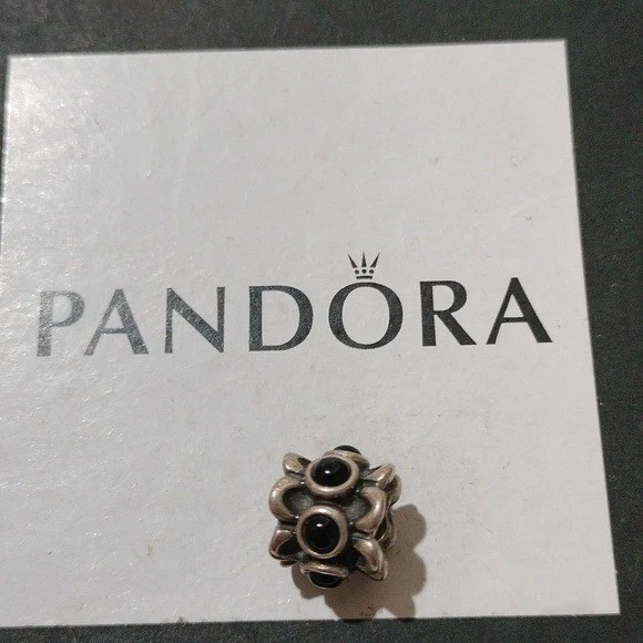 Pandora Retirado Plata Esterlina Ónix Negro No Me Olvíes Cuentas - 790470O Foto 4 de 4