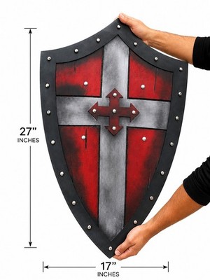 27x17 Mittelalter Ritter Schild LARP Cosplay Schaumstoff Requisite Kreuzritter Wanddeko