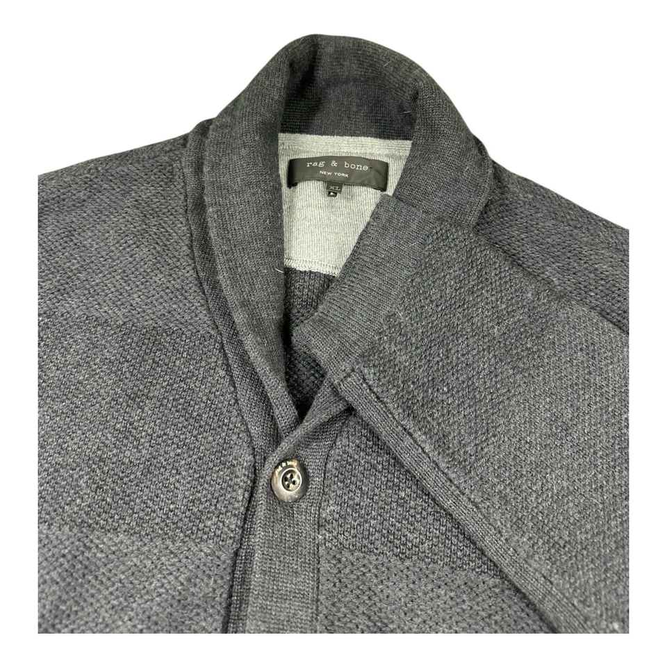 Rag & Bone Gray Merino Wool Button Front Men’s Cardigan Sweater Size XL Mint  - Image 2 of 4