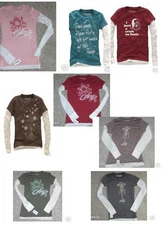 NWT AEROPOSTALE Long Sleeved 2fer shirt  thermal sleeves 8 diff graphics