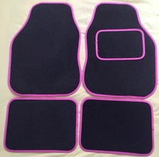 For Ford Mondeo - Universal Car Floor Mats Black Carpet Pink Trim For Ford Mondeo - Universal Car Floor Mats Black Carpet Pink Trim