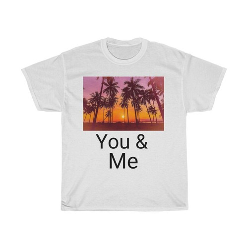 T-Shirt-Unisex-Heavy-Cotton-Quote-You-Me-Sunset-Beach-Casual-One-Step - Picture 2 of 3