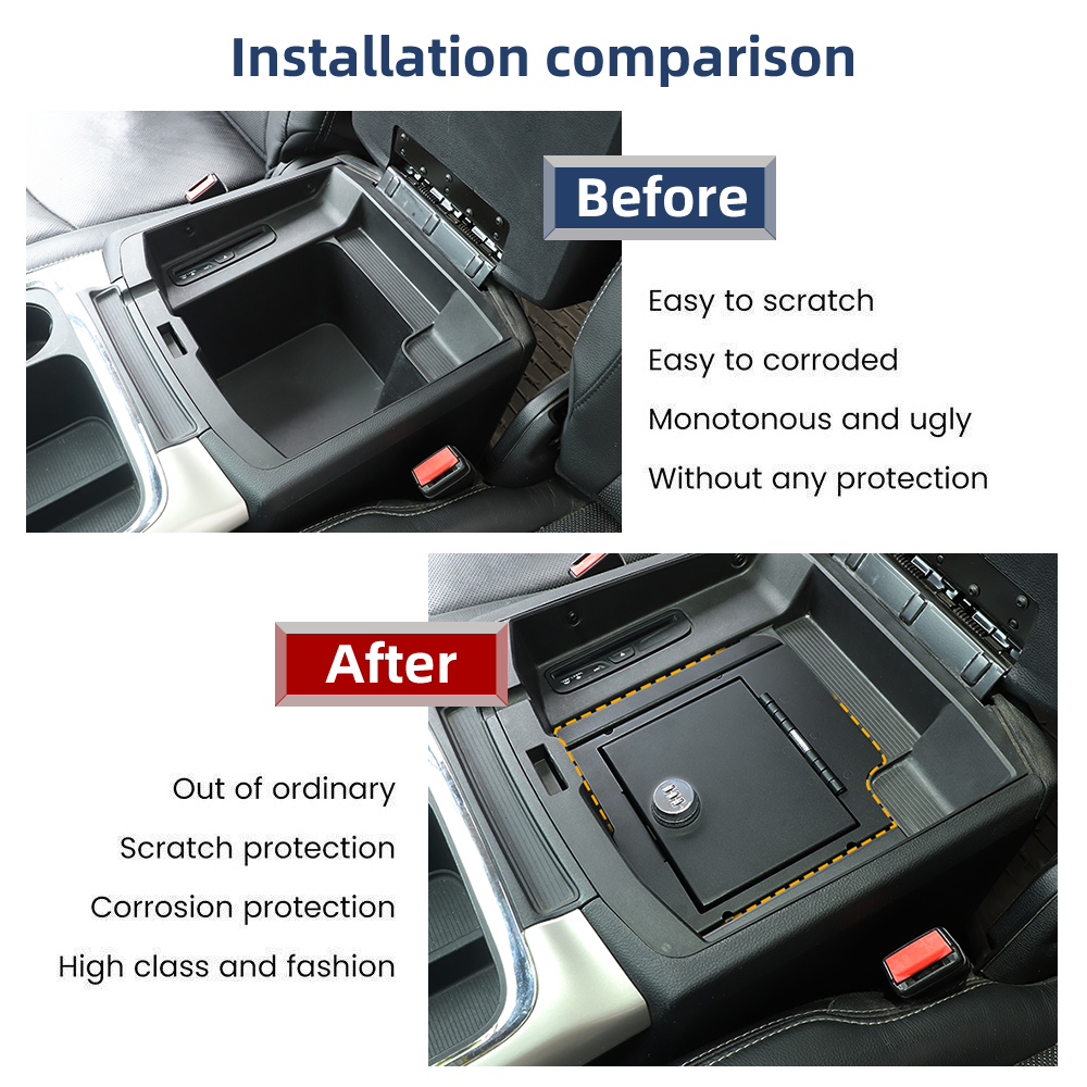 Alloy Black Center Console Lock Box Gun Safe Organizer For Ram