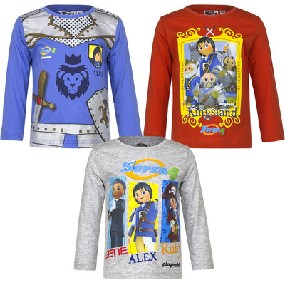 Neu Langarmshirt Jungen Pullover Playmobil blau grau orange 98 104 116 128 #50
