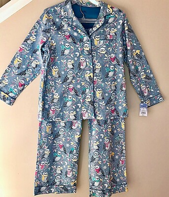 NICK & NORA ○ GREY SNOW OWLS FLANNEL PAJAMA SET ○ XL WOMENS