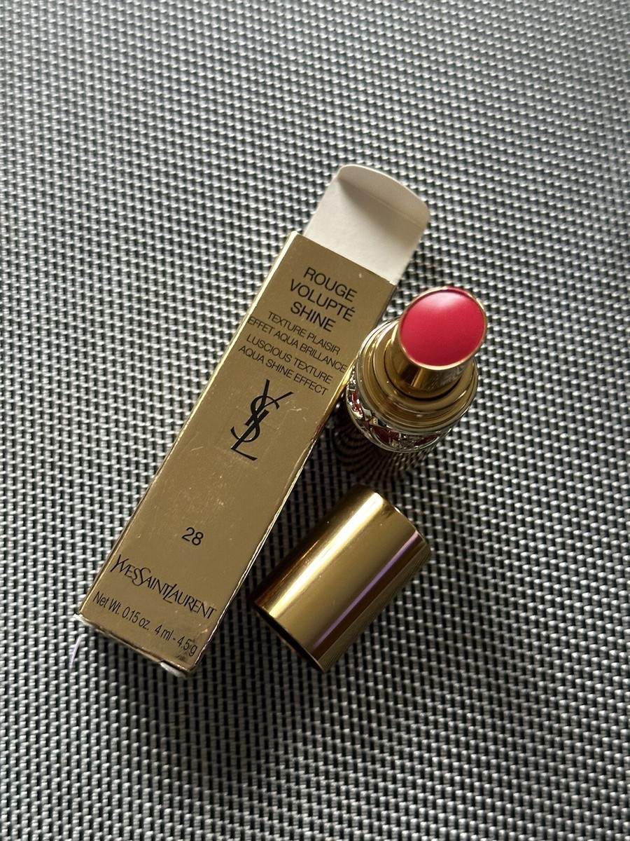 YSL Rouge Volupte Shine Aqua Shine Effect Lipstick In 28 Rose