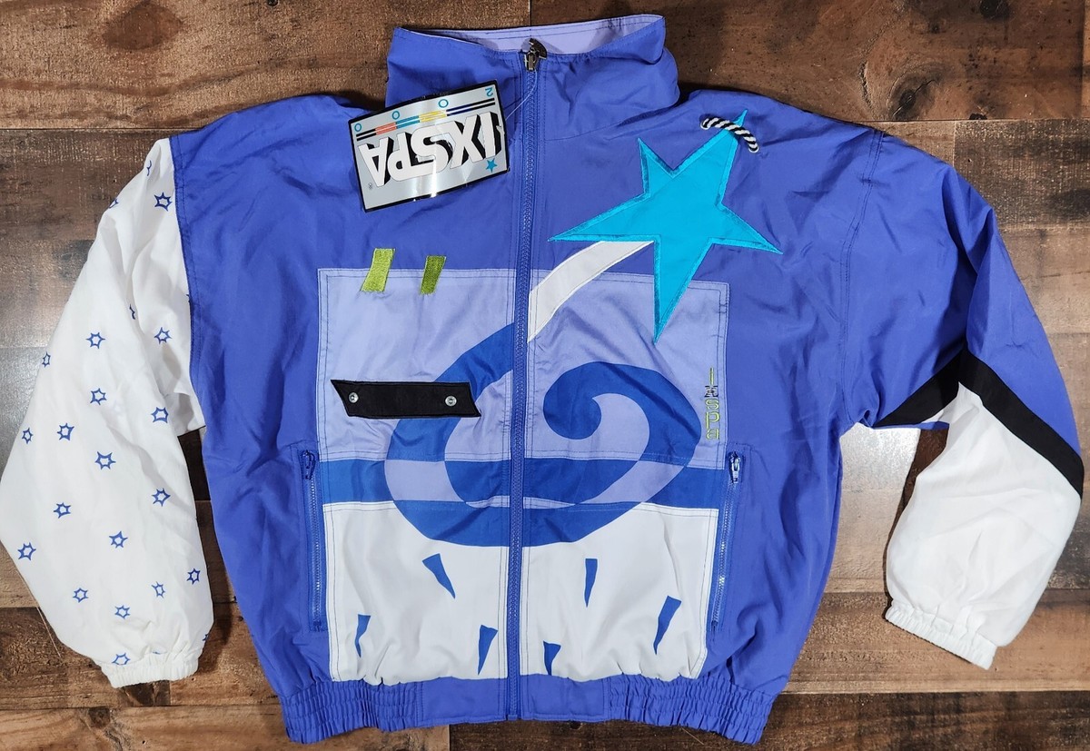 Vintage 90s IXSPA Windbreaker Track Jacket Womens Small Blue