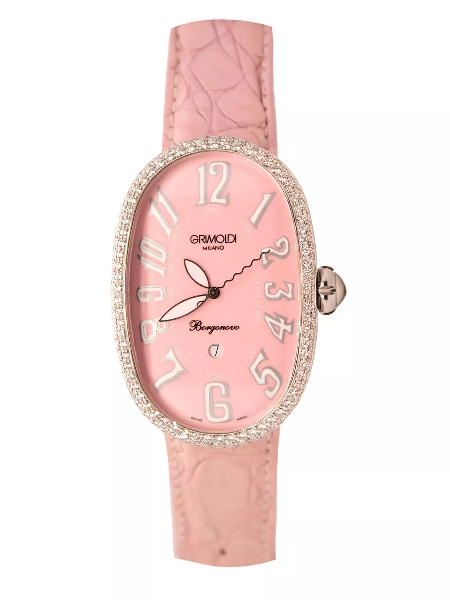Grimoldi Watch Borgonovo, SS Ladies Auto-Date w/ Pink Dial, Circa 2000'