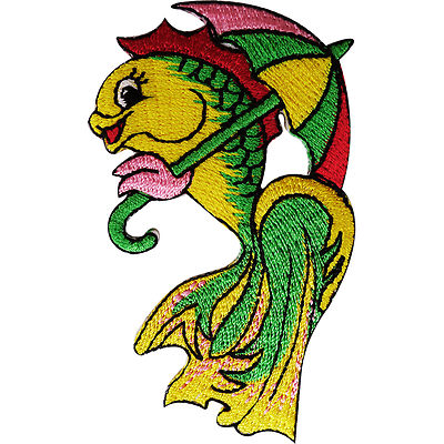 Fisch Patch bestickt Bügelbild Kleidersack Jeans Abzeichen Stickerei Applikation