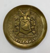 1940's brass tray EISENHUT Hotel, Rothenburg, 4 3/4" in diameter