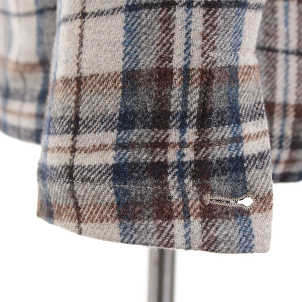 Luciano Barbera NWT Wool Blend Overshirt Size 50 (M US) In Beige w/ Blue & Brown - Image 4 of 4