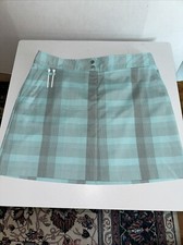 IZOD XFG Stretch Skort Plaid Mint/Gray Athletic Skirt Shorts Golf Sz 10 NWOT