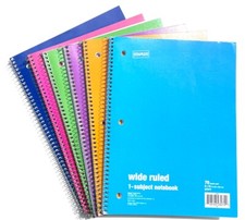 Staples Wire Binding 1-Subject Notebooks 70 Sheets 6-Pack Assorted