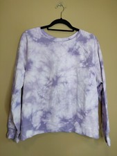 Time and Tru women's L 12-14 sweatshirt purple print crew neck long sleeves