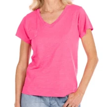 FRESH PRODUCE Small Cosmos PINK $56 HERITAGE Cotton Fem Logo V Neck Top NWT S