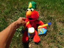 Vtg Applause Plush Sesame street Elmo Drummer w Drum Hat Sticks 1986 w tags 14"