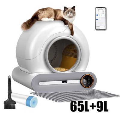 Self Cleaning Cat Litter Box Automatic Cat Litter Cleaning Robot Large 65L+9L