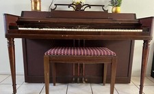 Antique Wurlitzer Upright Piano, Wood and Leather