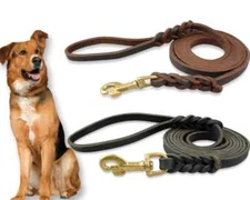 Genuine Leather Dog Leash Heavy Duty Training Lead for Small Medium Large Dogs